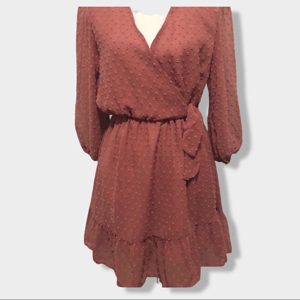 🦋🦋Wrap-front Swiss Dotted Dress